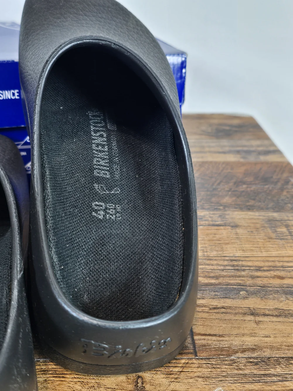 Birkenstock Slip Resistant Black Slip On Comfort Clog for Men Size 8